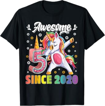 birthday girl shirt 5 years old unicorn 5th bday Girls party T-Shirt