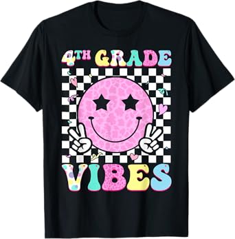 4th Grade Vibes Groovy Back to School Fourth Grade Girls Kid T-Shirt