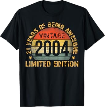 21 Year Old BDay Decorations Men Boy 21yr 2004 21st Birthday T-Shirt