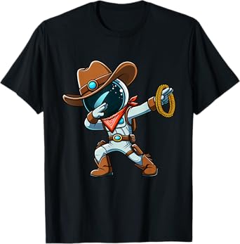 Dabbing Boys Astronaut Cowboy Space Halloween T-Shirt