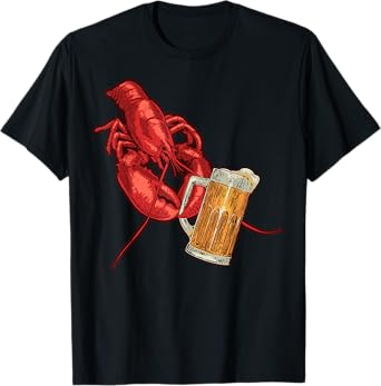 Lobster Crustacean Beer Drinking Funny Lobster T-Shirt