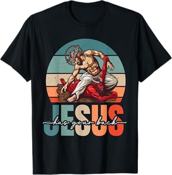 Jesus Has Your Back Jiu Jitsu Vintage Christian T-Shirt
