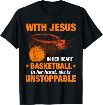Christian Basketball Girl Religious Jesus Basketball Lover T-Shirt