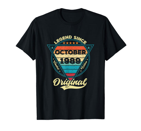 Vintage 36th Birthday Legend Since October 1989 T-Shirt