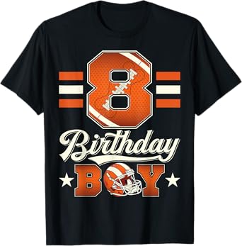 Eight 8th Birthday Boy Football 8 Year Old Sports Party T-Shirt