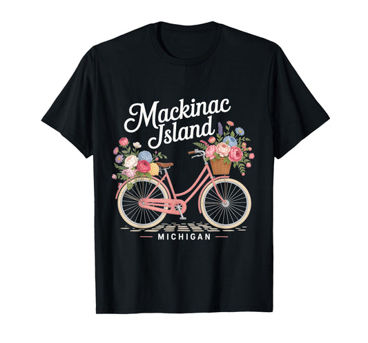 Vintage Mackinac Island Michigan with Flowers for Men Women T-Shirt