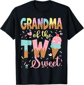 Grandma Of The Two Sweet 2Nd Birthday Girl Ice Cream T-Shirt