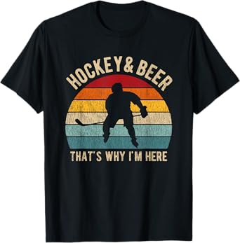 Distressed Hockey and Beer Funny Pun Hockey T-Shirt