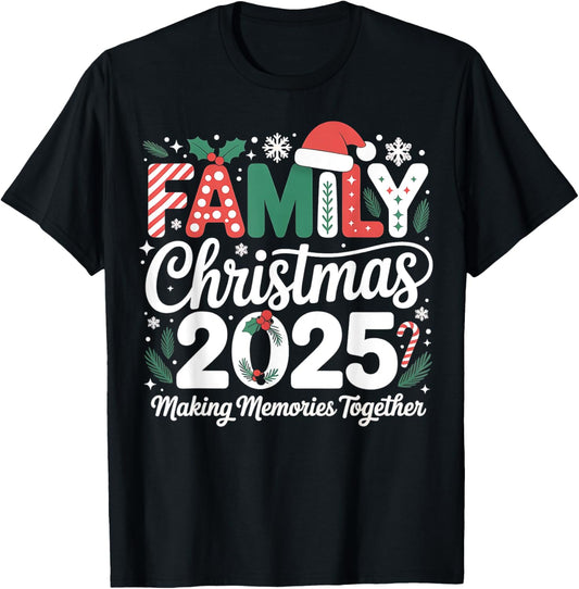 Santa Hat Family Christmas 2025 Matching Xmas Outfit T-Shirt