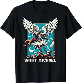 Saint Michael The Archangel Catholic Video Game T-Shirt