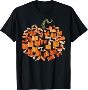 Vintage Book Pumpkin Autumn Fall Librarians Bookworm Teacher T-Shirt
