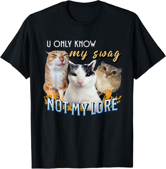 You Only Know My Swag Not Lore Funny Derpy Cat Meme Y2K T-Shirt