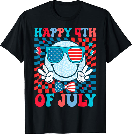 Happy 4th Of July Cool Peace Face Usa Flag Independence Day T-shirt