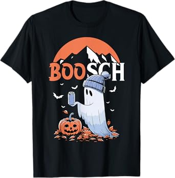 Cute Boo Ghost Halloween Pumpkin Beer Drinking Spooky Season T-Shirt