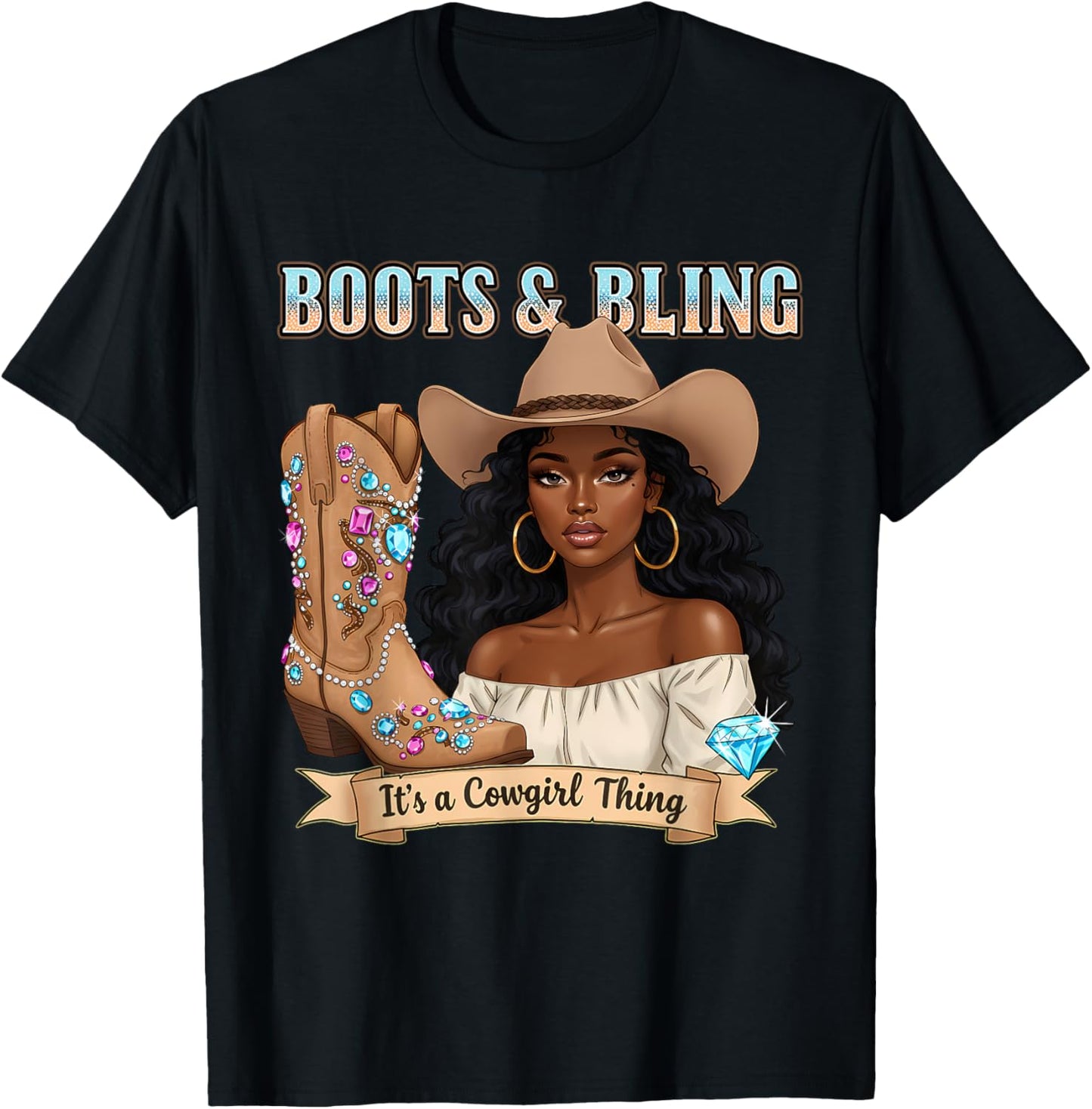 Rodeo Girls Women Cowboy Boots And Bling Its A Cowgirl Thing T-Shirt