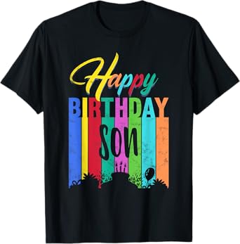 Happy Birthday Son Personalized Name Gift Custom B-day T-Shirt