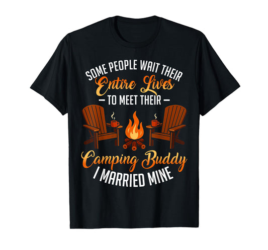 Funny Camping Buddy Husband Wife Matching Couple Camper Mens T-Shirt