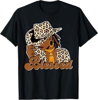 Blessed Cowgirl Black Western Swag African Christian Woman T-Shirt