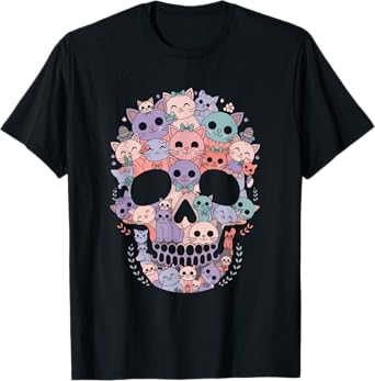 Skull Cat Halloween Cat Skeleton Cat T-Shirt for Men Women