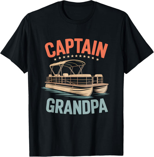Grandpa Pontoon Boat Captain Vintage Nautical Boating Crew T-Shirt