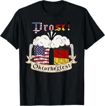 Prost Beer German American Flag Oktoberfest Mug for Men T-Shirt