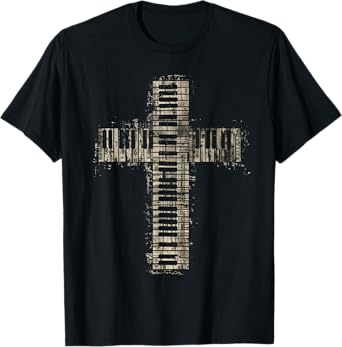 Piano Christian Cross Vintage Classical Music Organ Pianist T-Shirt