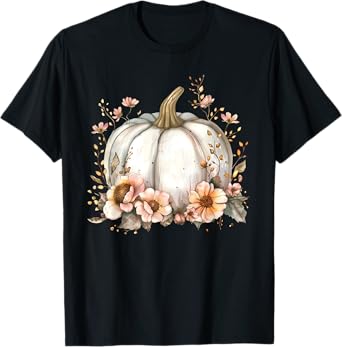 Wildflower Pumpkin Season Autumn Fall Leaves Thanksgiving T-Shirt