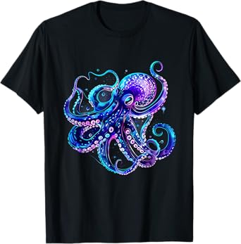 Octopus Artwork Sea Ocean Animal Lover Motif Sea Creature T-Shirt