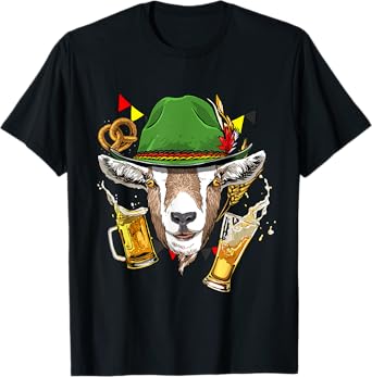 Oktoberfest Shirt Lederhosen Goat Farm Animal Goat Lover T-Shirt