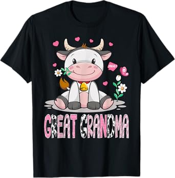 Great Grandma Cute Cow Moo Farmer Birthday Family Matching T-Shirt
