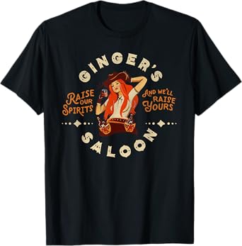 Retro Dive Bar Whiskey Ginger Redhead Cowgirl Bartender Gift T-Shirt