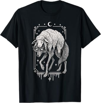 Wolf Sheep Horror Creepy Folklore Scary Goth Alt Aesthetic T-Shirt