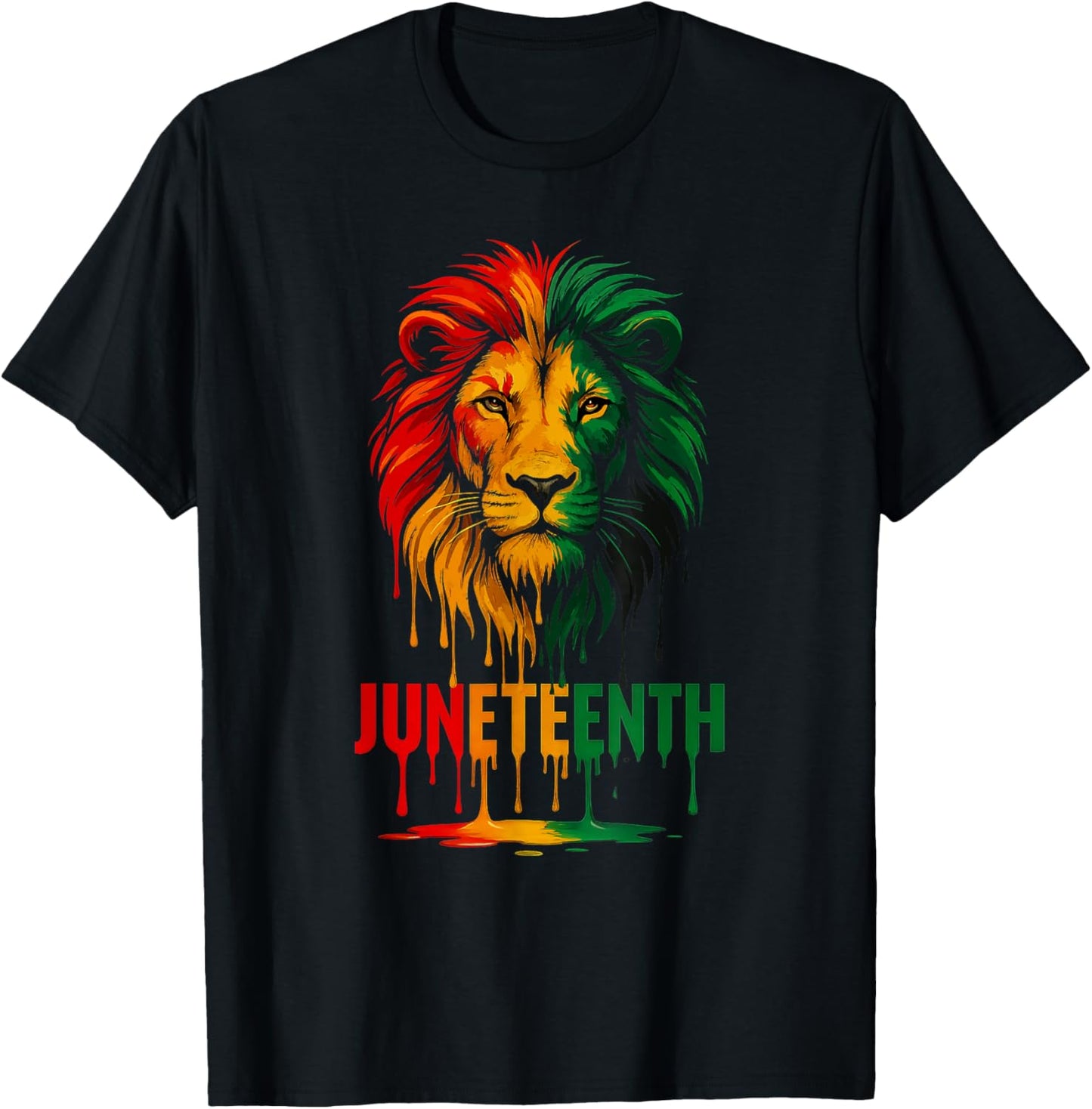 Juneteenth Lion Drip African June 19th For Men Women & Kids T-Shirt