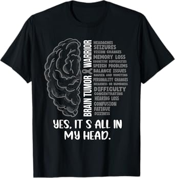Brain Tumor Warrior It's all in my Head Funny Brain Cancer T-Shirt