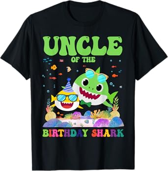 Funny Uncle Of The Birthday Shark Kids Family Bday Matching T-Shirt
