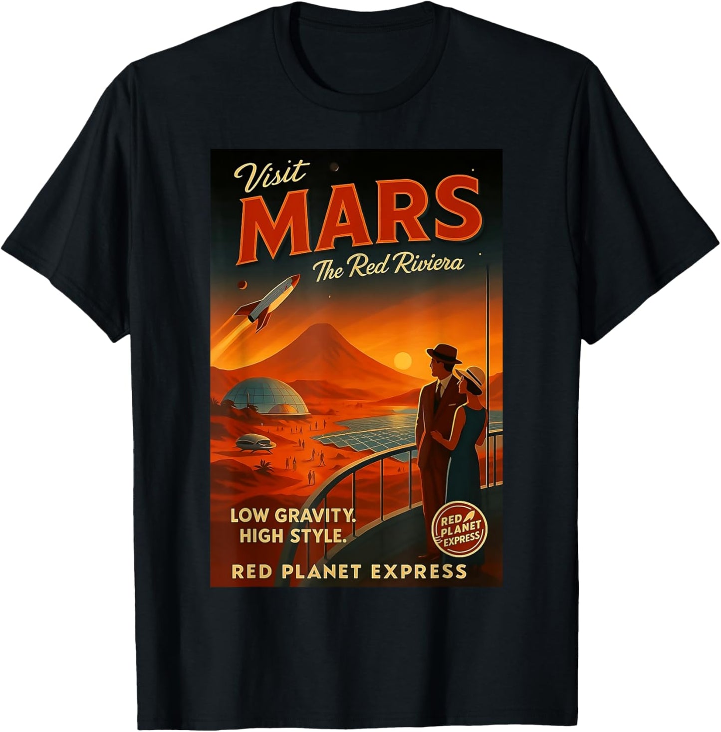 Visit Mars - The Red Riviera - Retro Space Travel T-Shirt