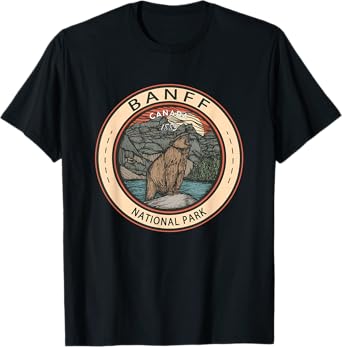 Banff National Park Canada Grizzly Bear Vintage Emblem T-Shirt