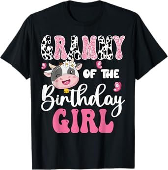 Grammy Of The Birthday Girl Farm Cow 1St Birthday Girl T-Shirt