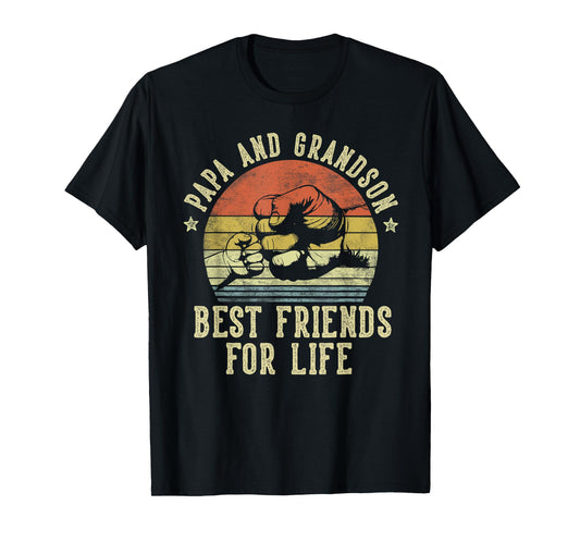 Papa and Grandson Best Friends for Life Funny Papa T-Shirt, Small, Black
