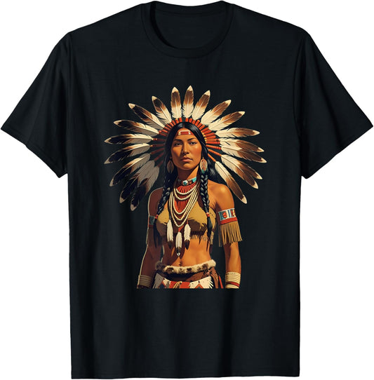 Beautiful Retro vintage native American Warrior T-Shirt