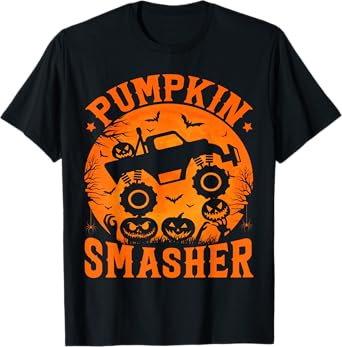 Pumpkin Smasher Halloween Kids Monster Truck Halloween Boy T-Shirt