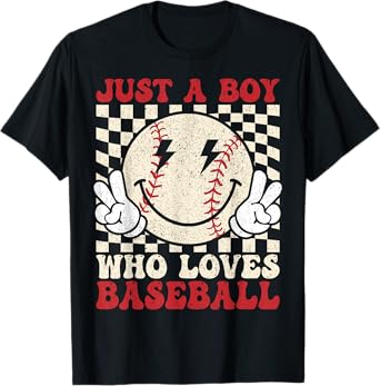 Retro Just A Boy Who Loves Baseball Baseball Lover Boys T-Shirt