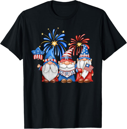 4th Of July Three Gnomes Celebrating USA Independence Day T-Shirt