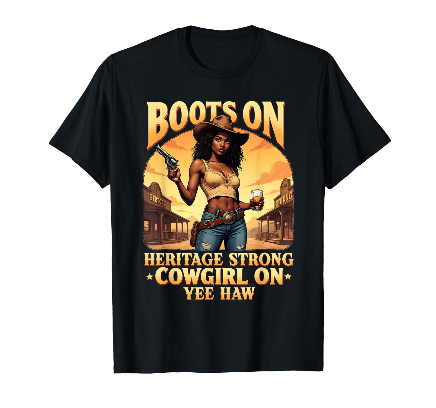 Yehaw Cowgirl On Western Rodeo African American Cowgirl T-Shirt