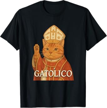 Catholic Cat GATÓLICO Funny Pet Graphic T-Shirt