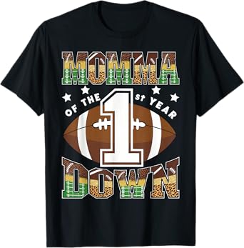 Momma Of The 1St Year Down Football First Birthday Boy T-Shirt