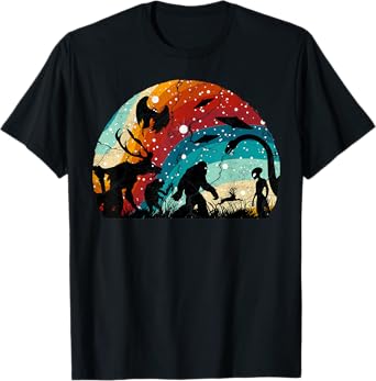 Retro Bigfoot Loc Ness Monster Mothman Alien Funny Cryptid T-Shirt