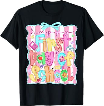 Happy First Day Of School Preppy Back To School Teacher Girl T-Shirt