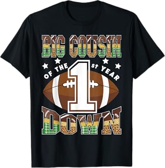 Big Cousin Of The 1St Year Down Football First Birthday Boy T-Shirt