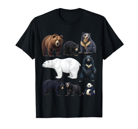 Types of Bears Wildlife Animal Lovers Nature Explorer T-Shirt